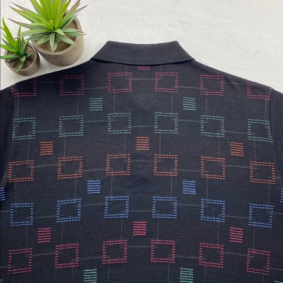 St. Croix Knits Vintage Wool Blend Geometric Pattern Long Sleeve Sweater Polo - Picture 6 of 16